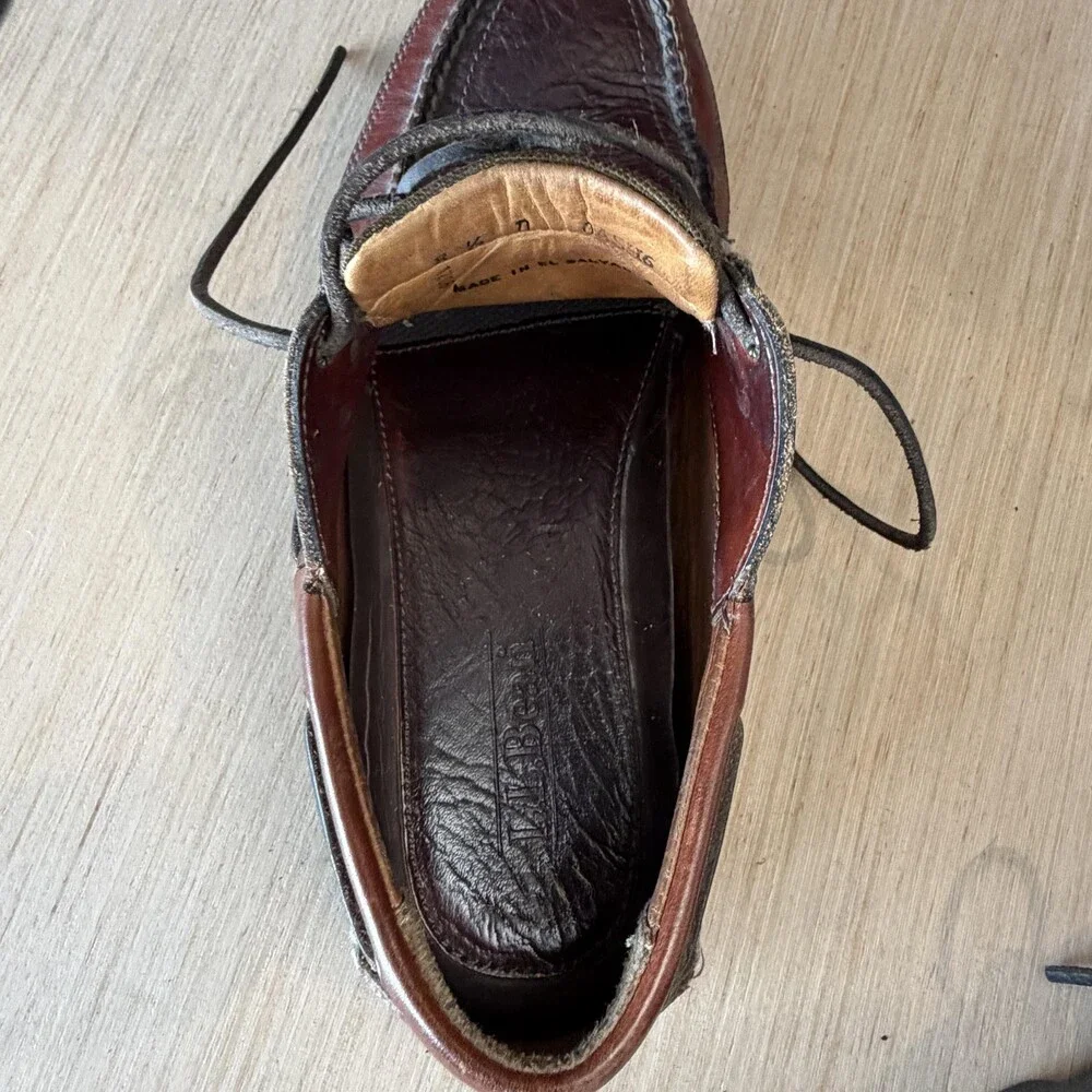 Vintage L.L. Bean Shoes Mens Size 8.5 Brown Leather Boat Deck Moc Toe